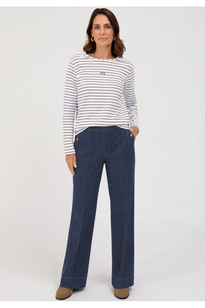 Bianca Dami Stripe Top Navy/White