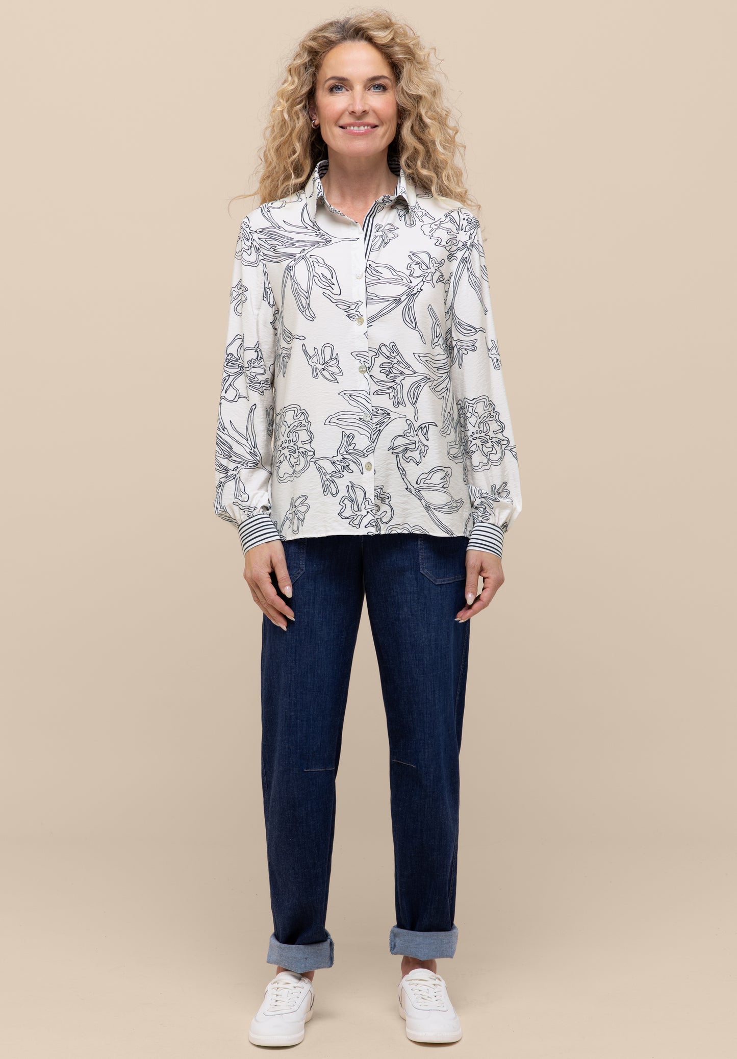 Bianca Adina Print Shirt Blue Mix