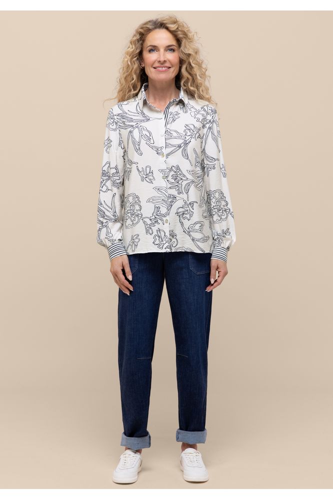 Bianca Adina Print Shirt Blue Mix