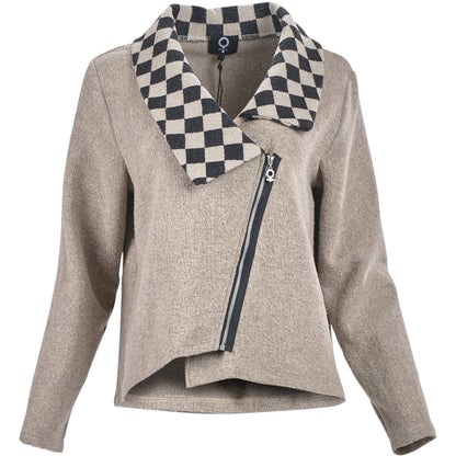 My Soul Checked Collar Crincle Jacket Sand/Check