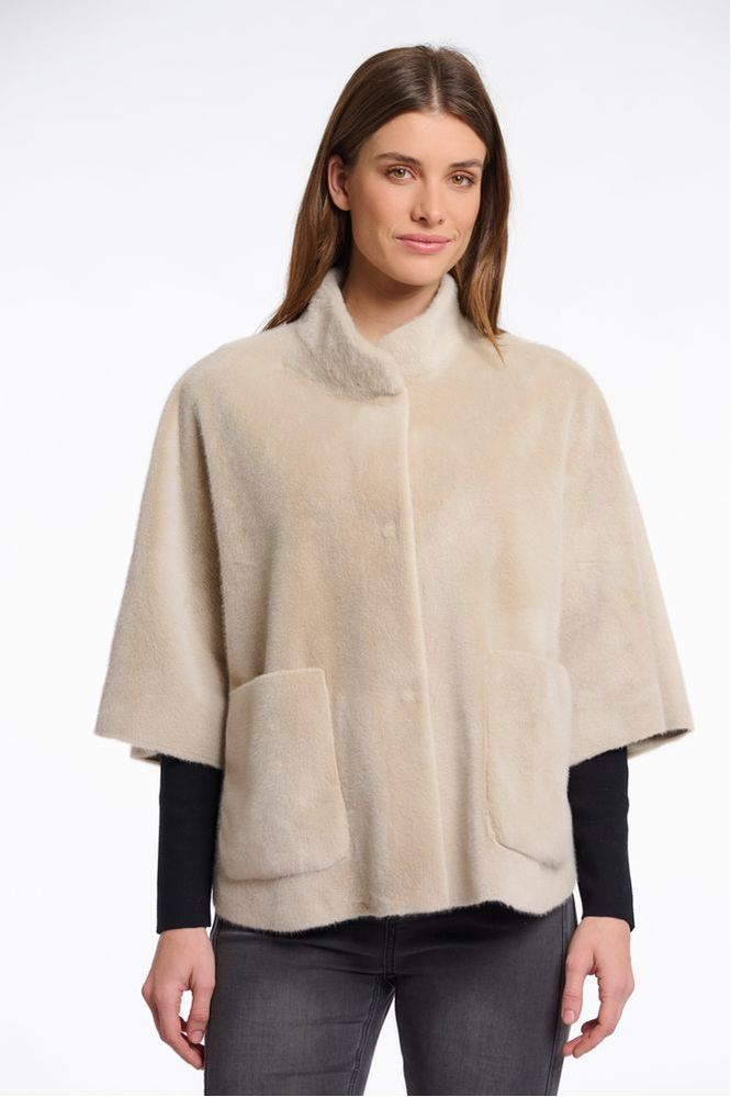 Rino & Pelle Faux Fur Birch Dewi Cape