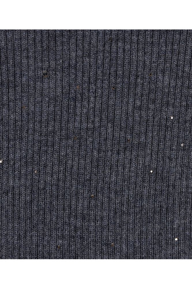 Esqualo Dark Grey Ribbed Top with Studs