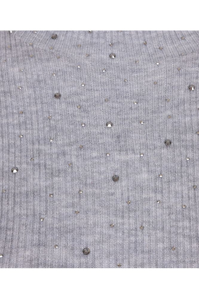 Esqualo Light Grey Ribbed Top with Studs