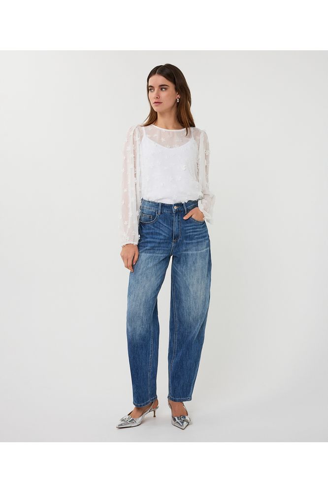 Esqualo Daisy Flower Blouse Off White
