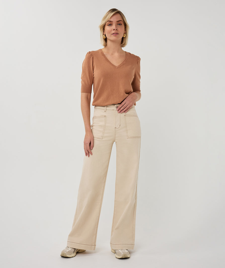 Esqualo Basic V-Neck Sweater Cappuccino