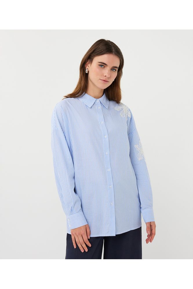 Esqualo Flower Patch Blouse White/Blue