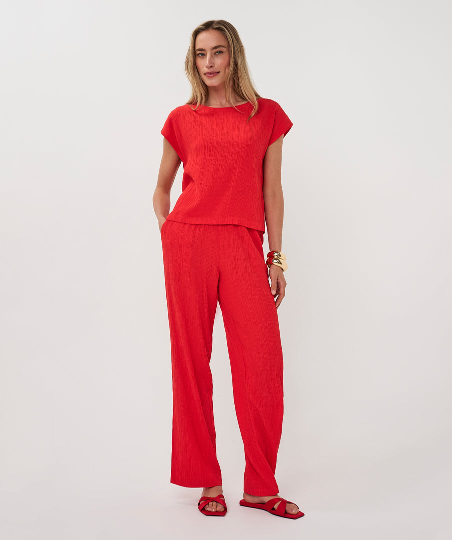 Esqualo Fancy Crinkle Top Red