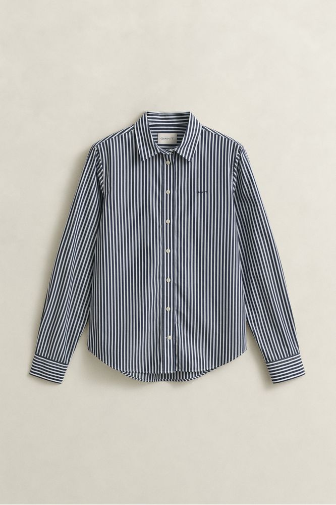 Gant Regular Poplin Stripe Shirt-Classic Blue