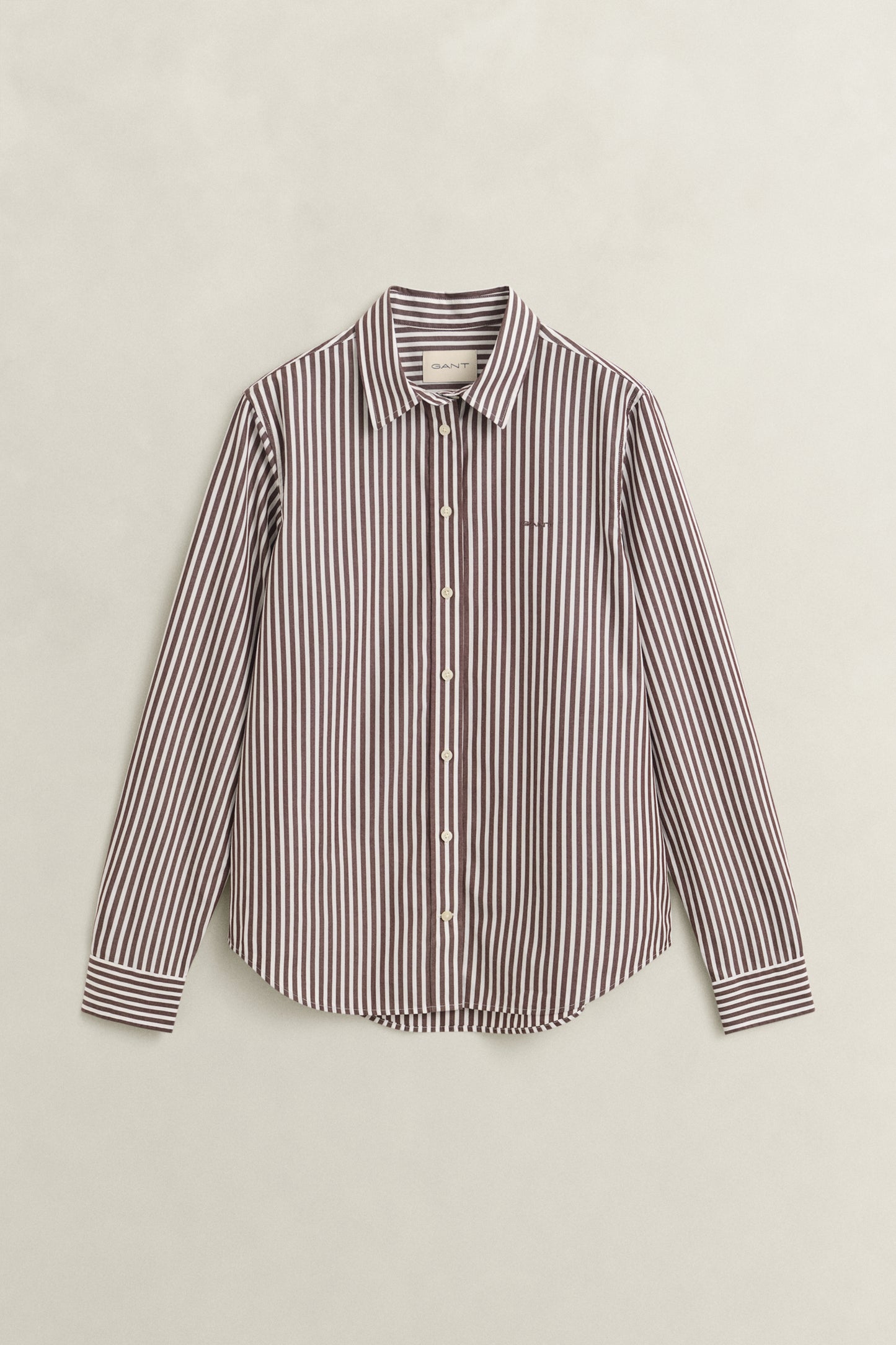 Gant Classic Poplin Striped Shirt Deep Brown