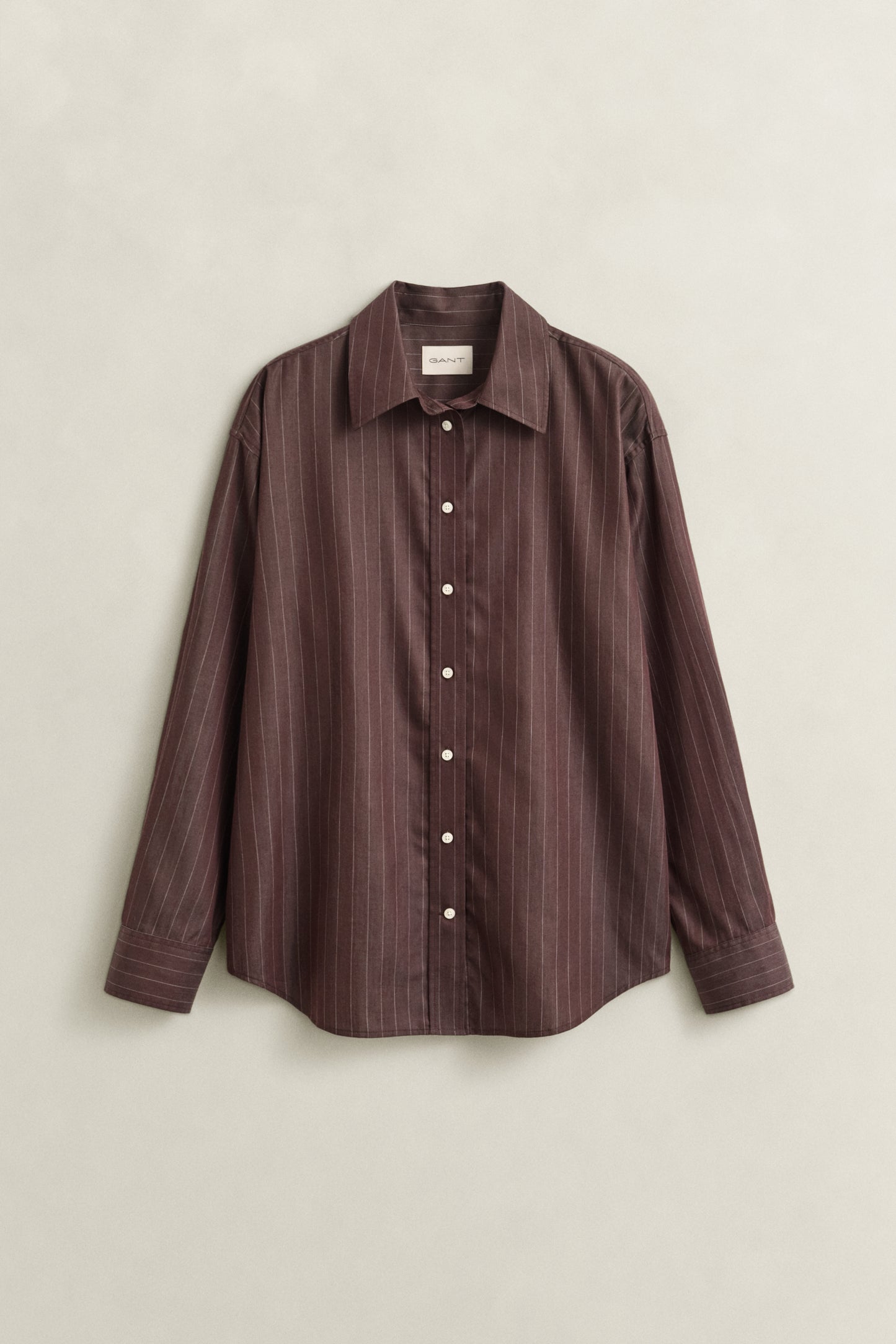 Gant Striped Poplin Shirt Deep Brown