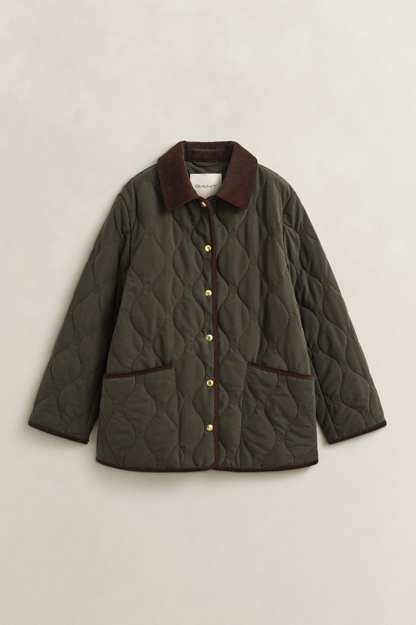 Gant Monogram Quilted Jacket Dark Moss