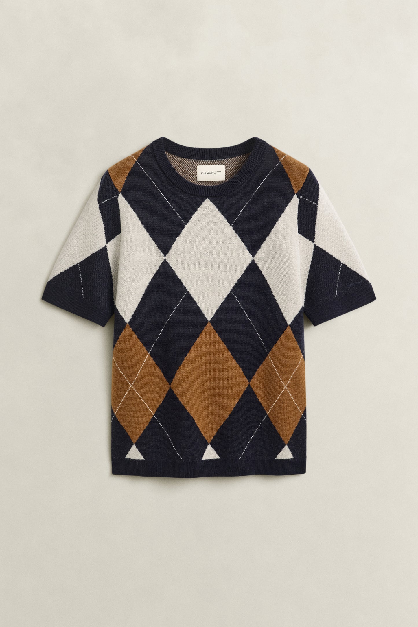 Gant Wool Argyle Short Sleeve Crew Evening Blue