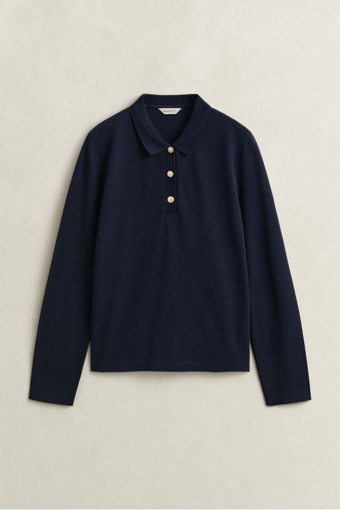 Gant Long Sleeve Polo Pique-Evening Blue