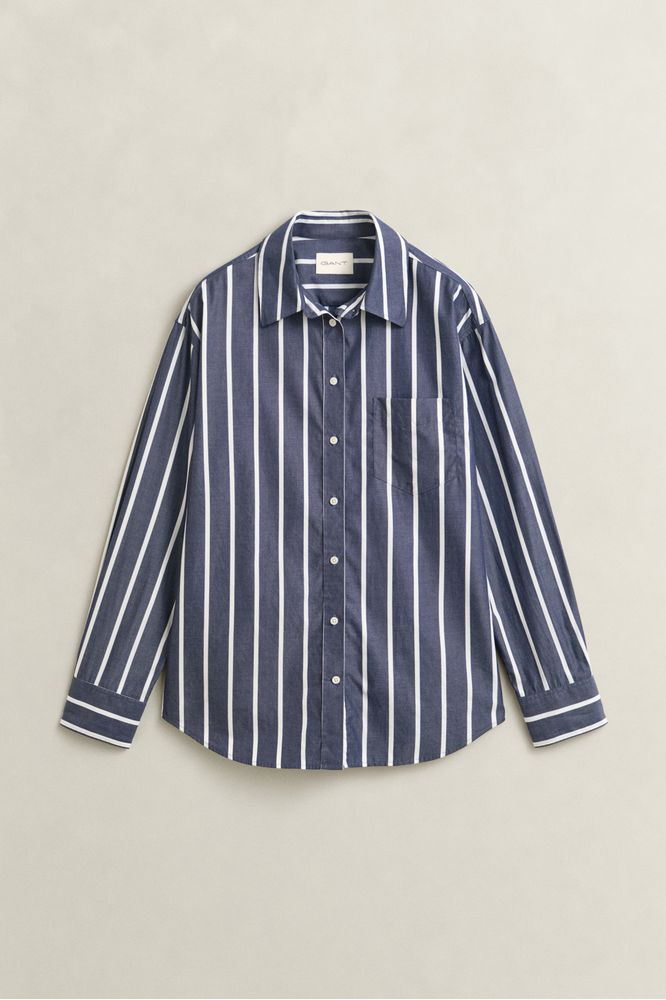 Gant Poplin Stripe Shirt-Evening Blue