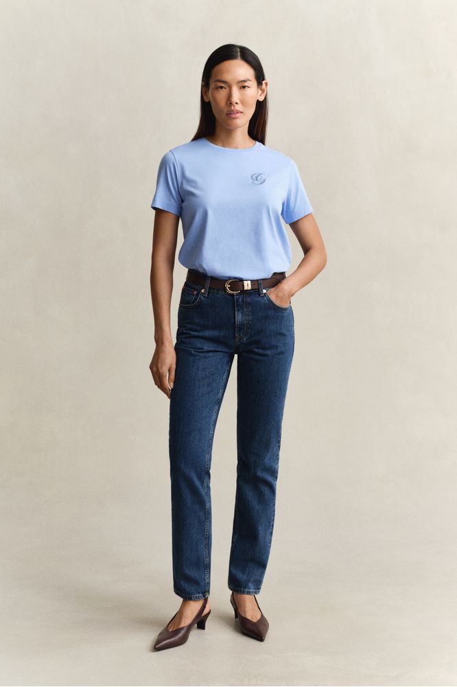 Gant Script T-Shirt Hydrangea Blue