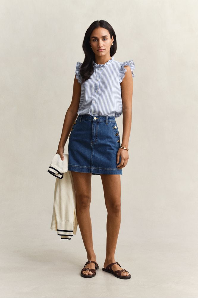 Gant Stripe Ruffle Blouse Blue