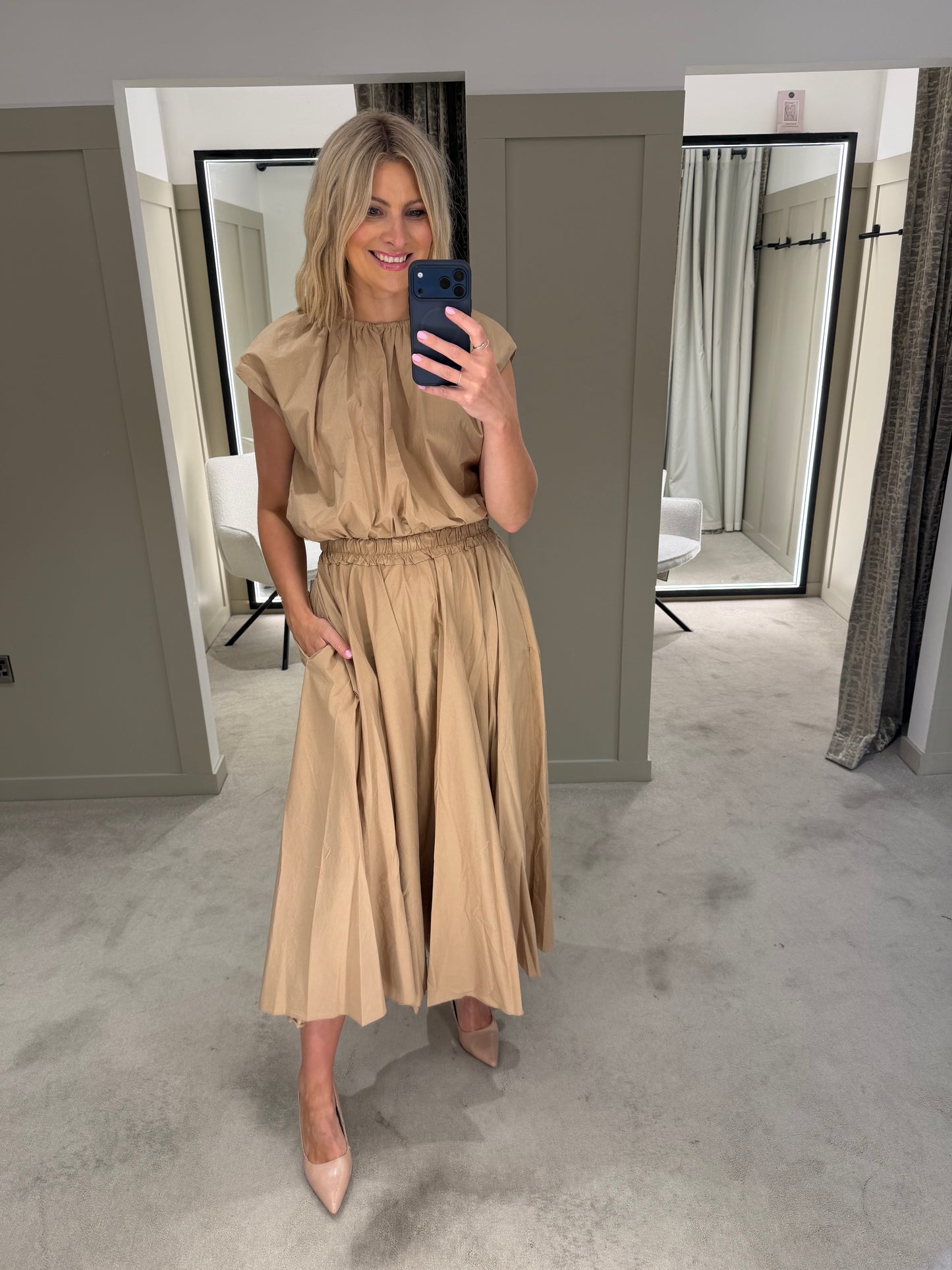 Sen Cotton Gilet/Skirt Set Sand