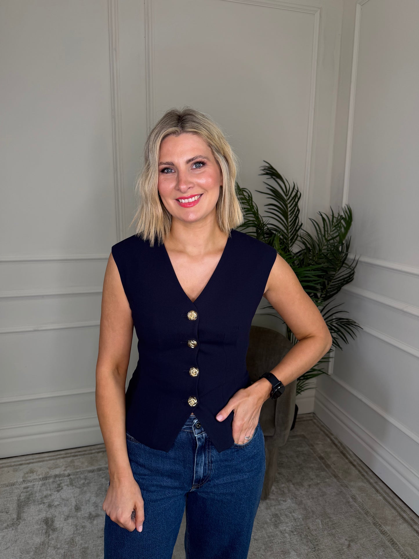 Avril Waistcoat Navy