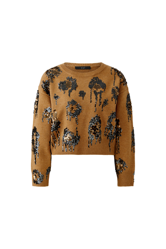 Oui Embellishment Detail Pullover Camel 100086