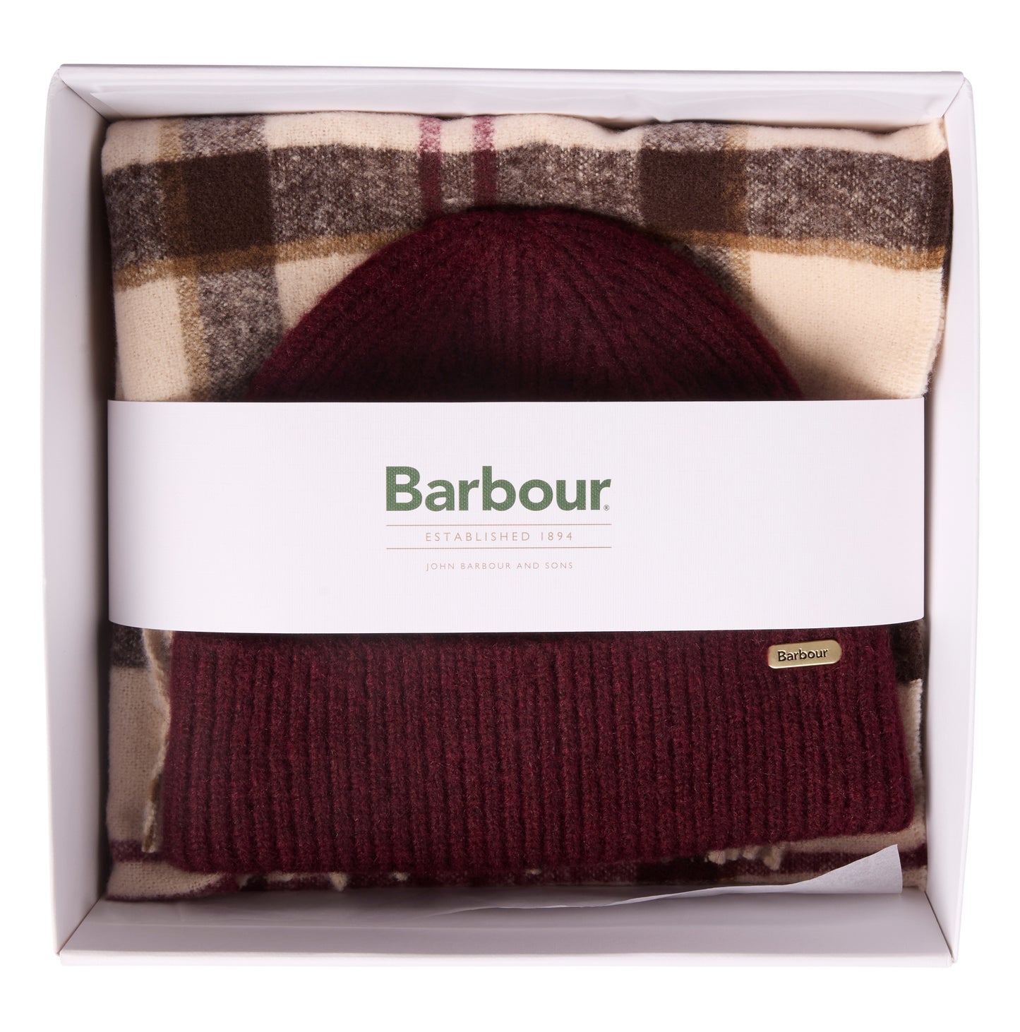 Barbour Olivia Beanie/Scarf Gift Set Light Muted Tartan