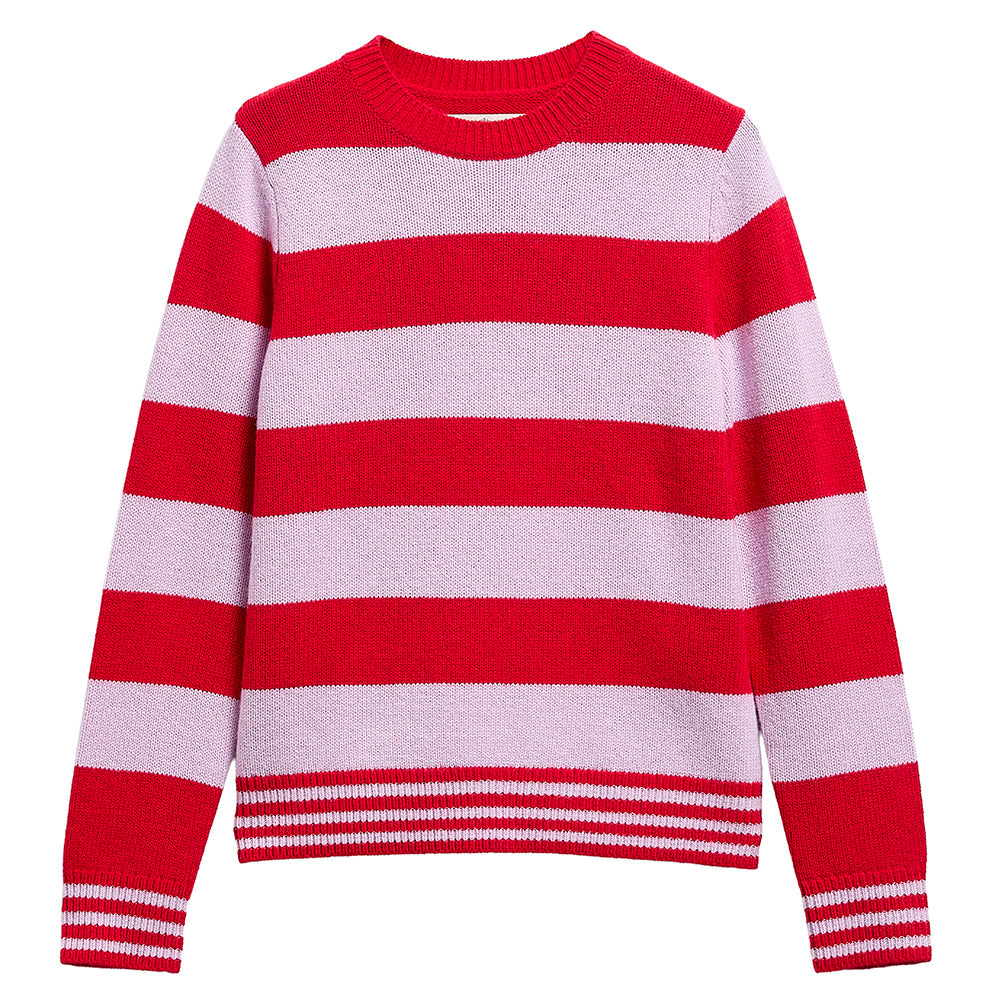 Barbour Woodhouse Stripe Knitted Jumper-Crimson