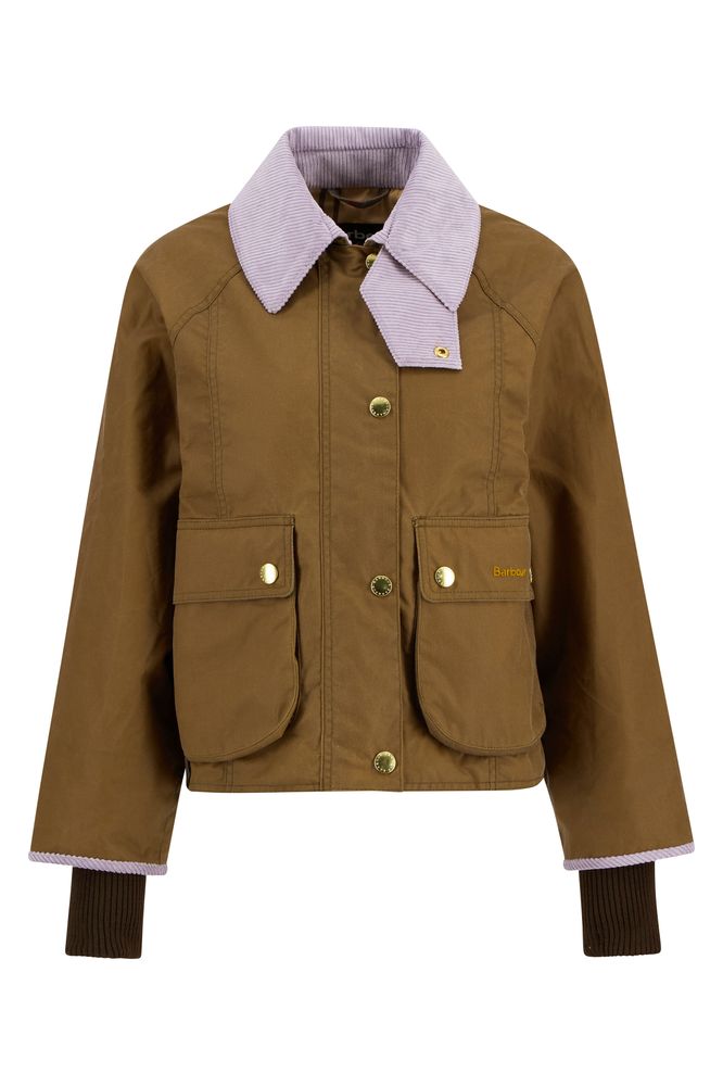 Barbour Cropped Beadnell Waxed Jacket Sand