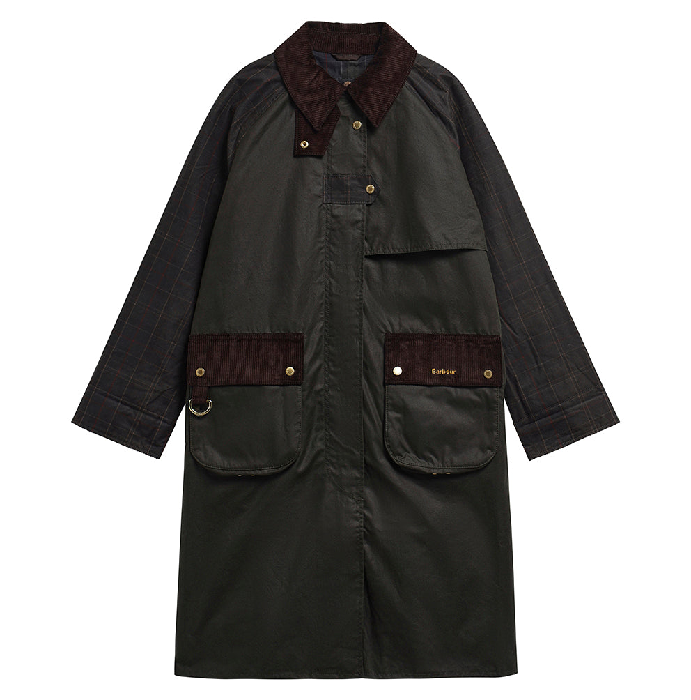 Barbour Check Kirklees Longline Jacket-Fern/Classic