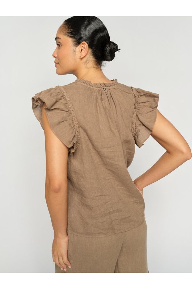 Mos Mosh Tea Linen Blouse Oak