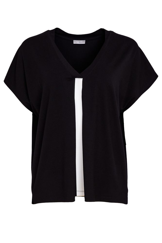 NAYA Vee Neck Top Black/White