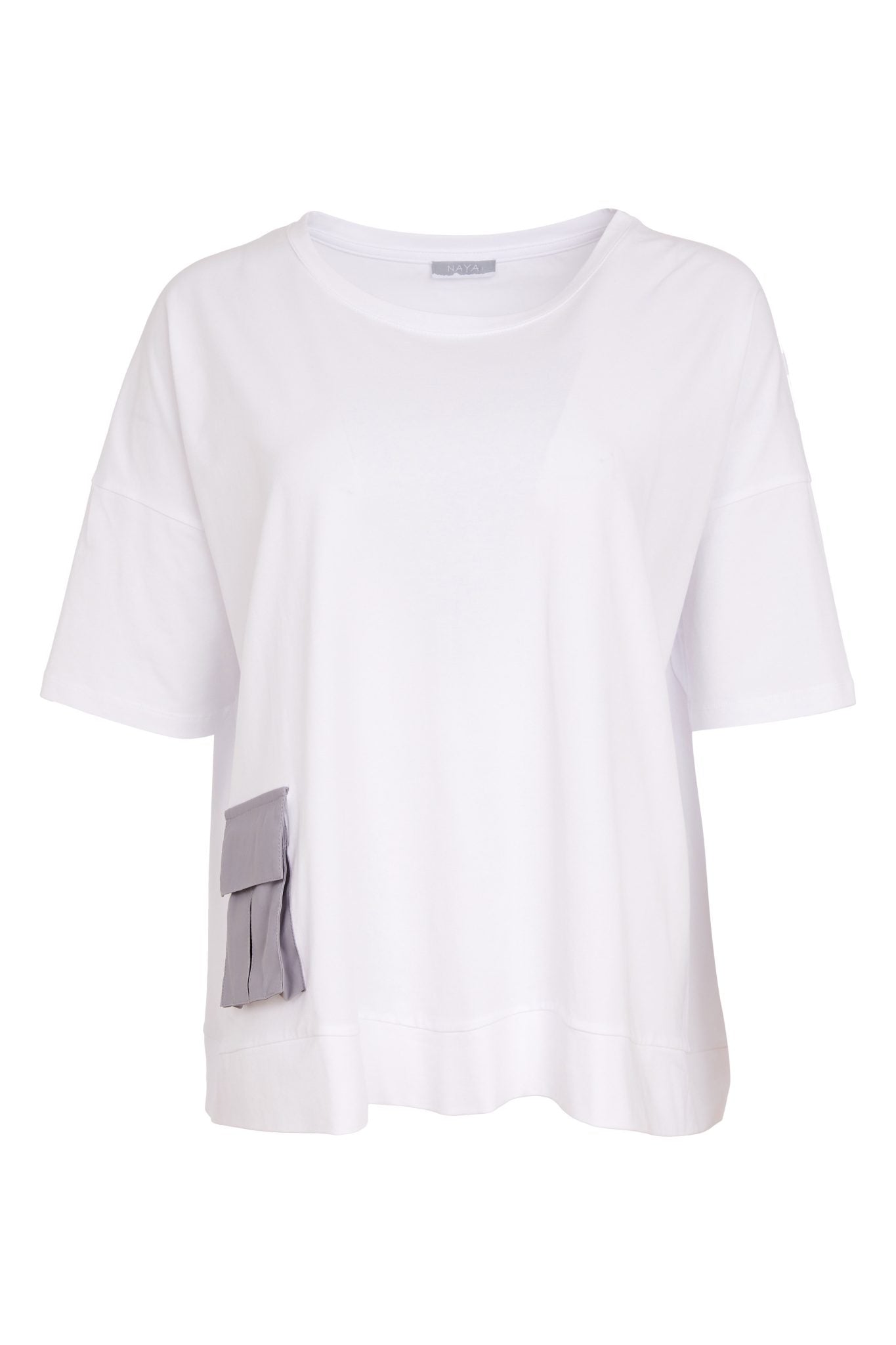 NAYA Round Neck Top Off White/Taupe