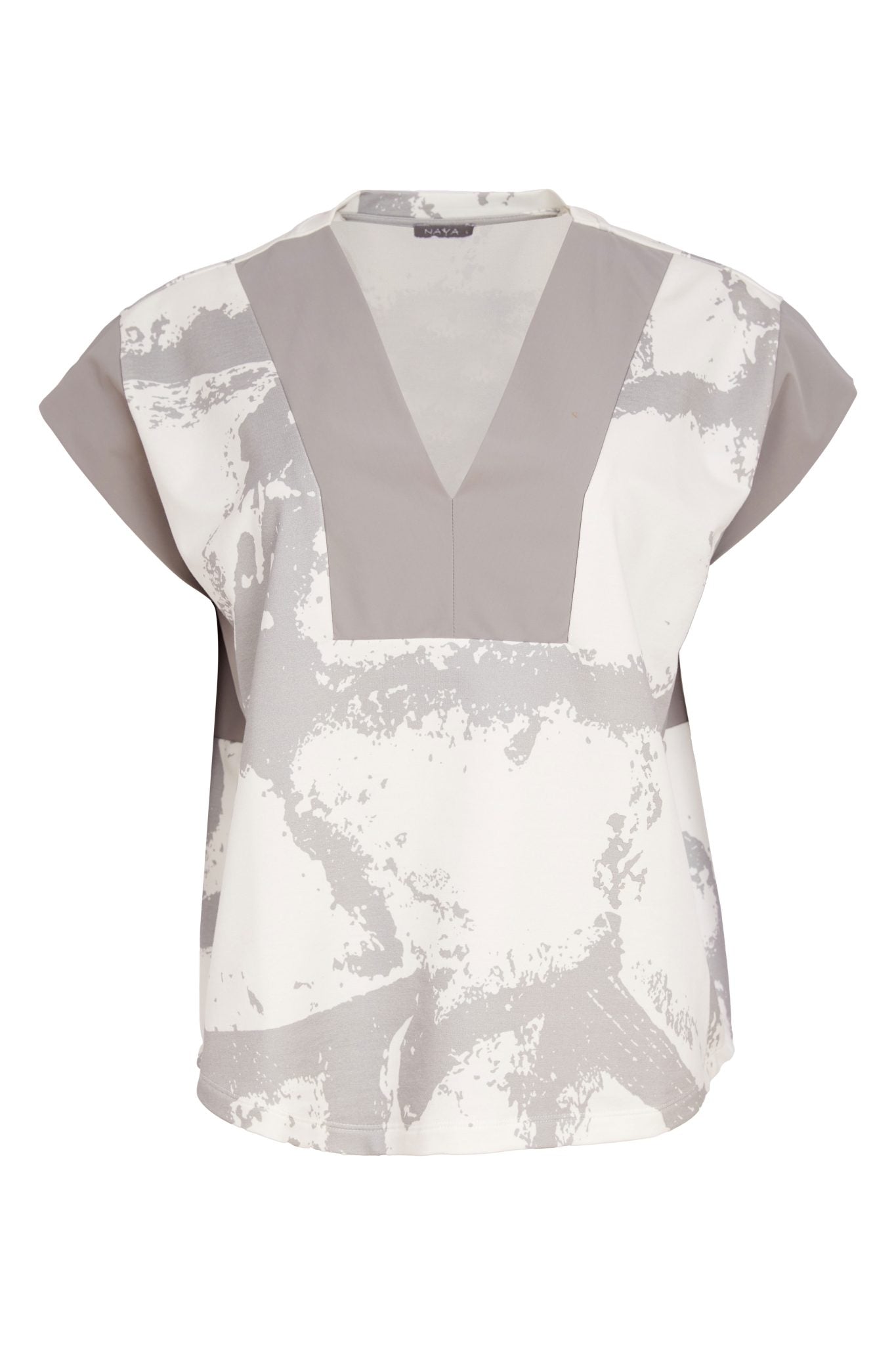 NAYA Graphic Print Square Top Off White/Taupe