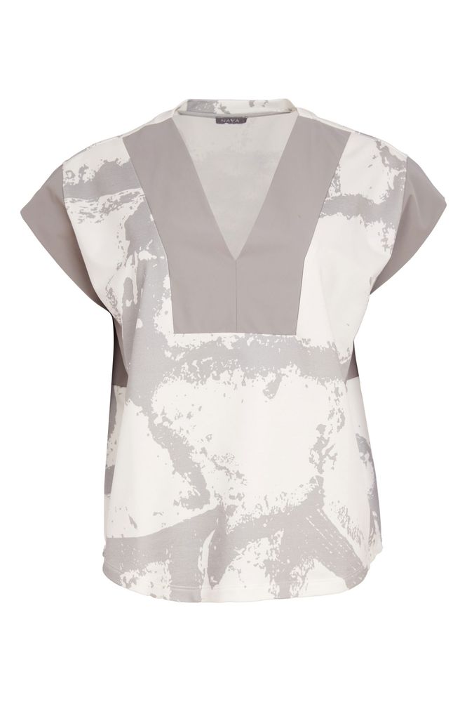 NAYA Graphic Print Square Top Off White/Taupe