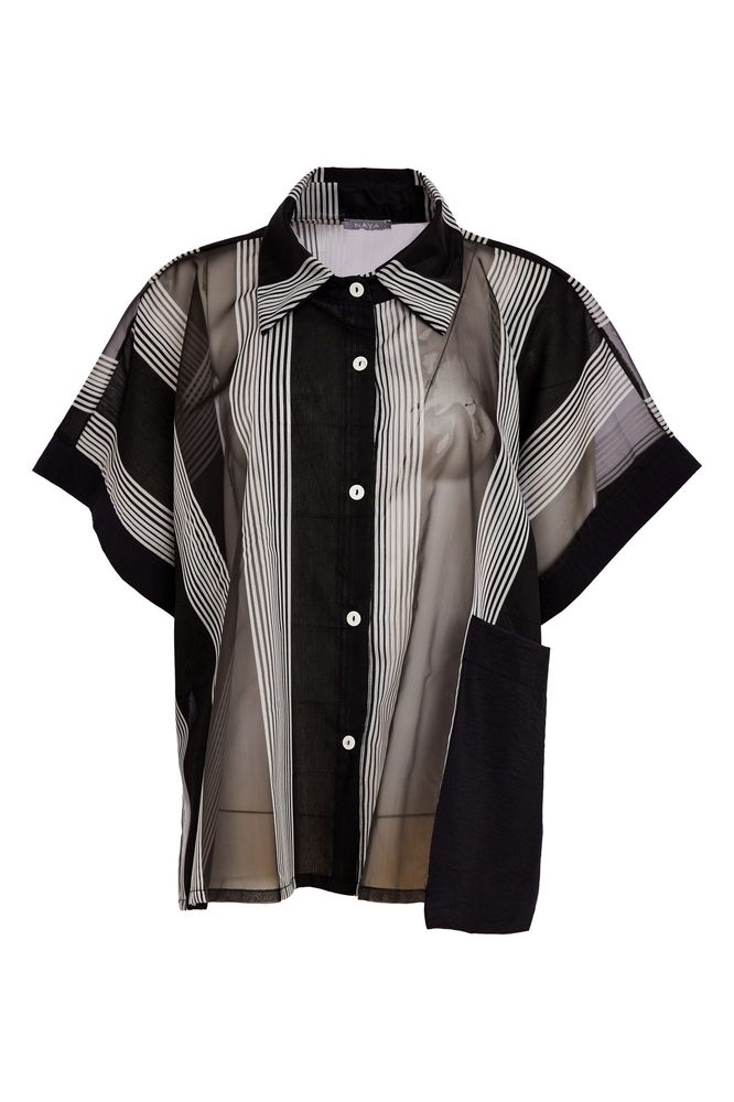 NAYA Stripped Organza Shirt Black/White