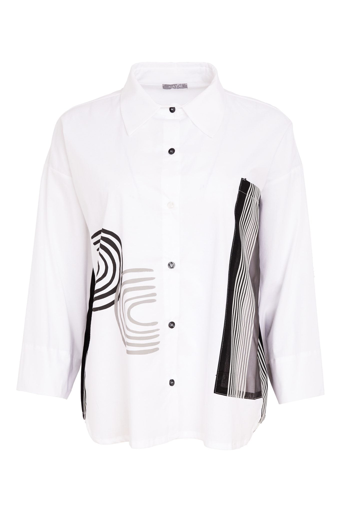 NAYA Placement Print Shirt White/Black