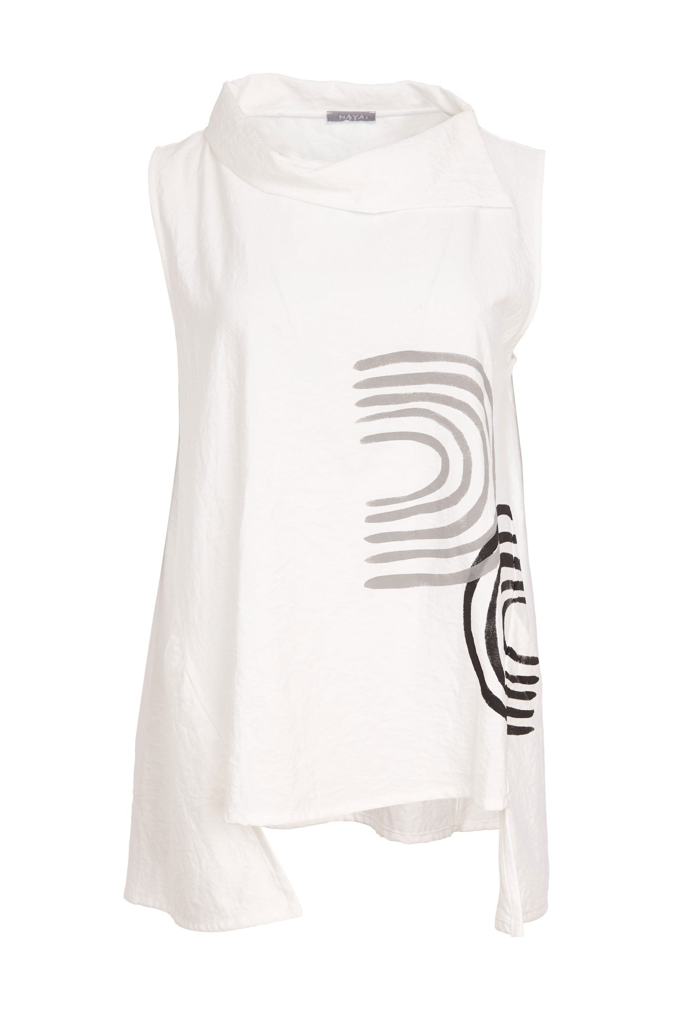 NAYA Sleeveless Placement Print Top White/Black