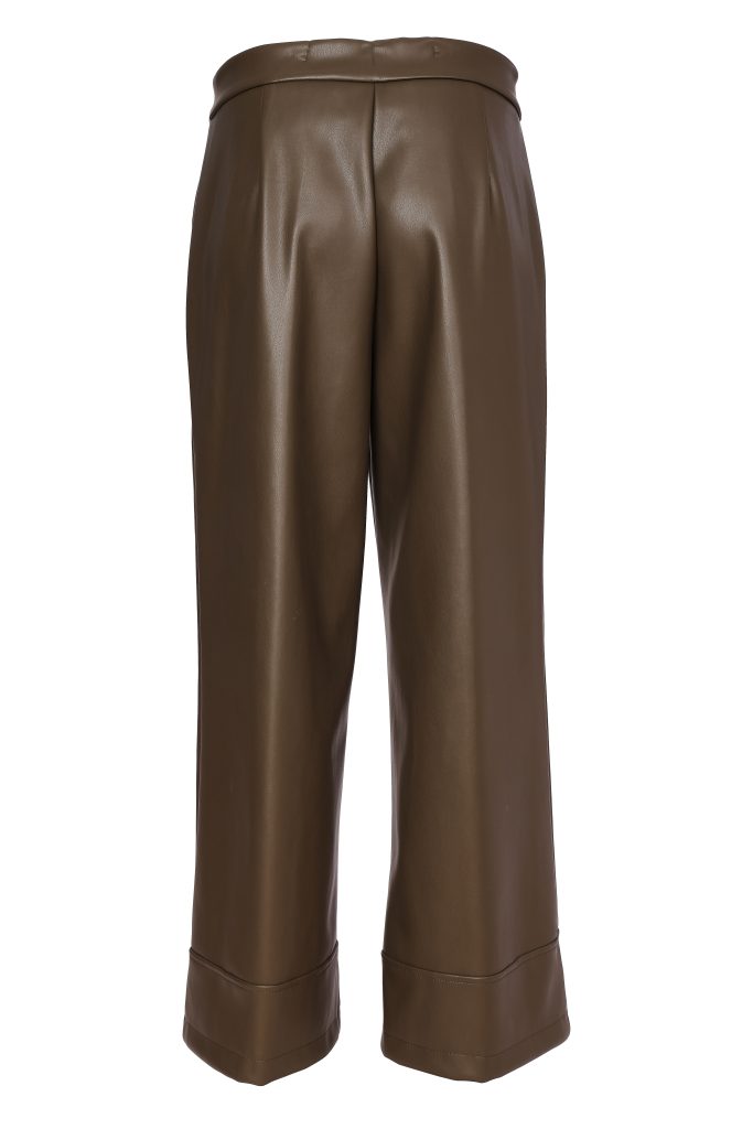 Naya Wide Leg Leatherette Trousers-Choko