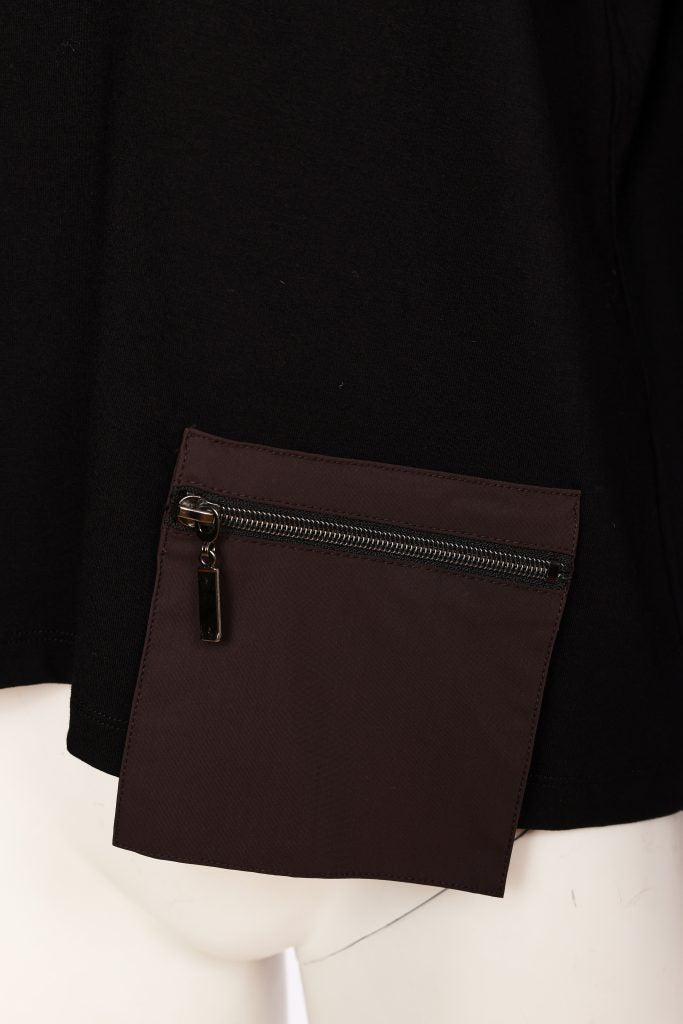 Naya Round Zip Pocket Top Choko/Black