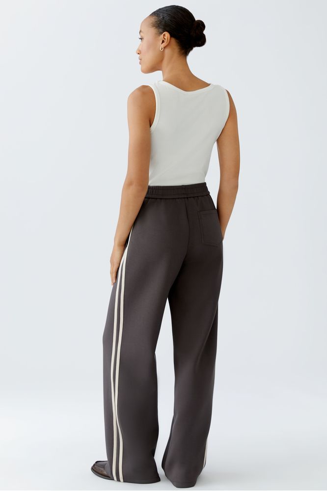 Oui Trousers Dark Brown White 94118