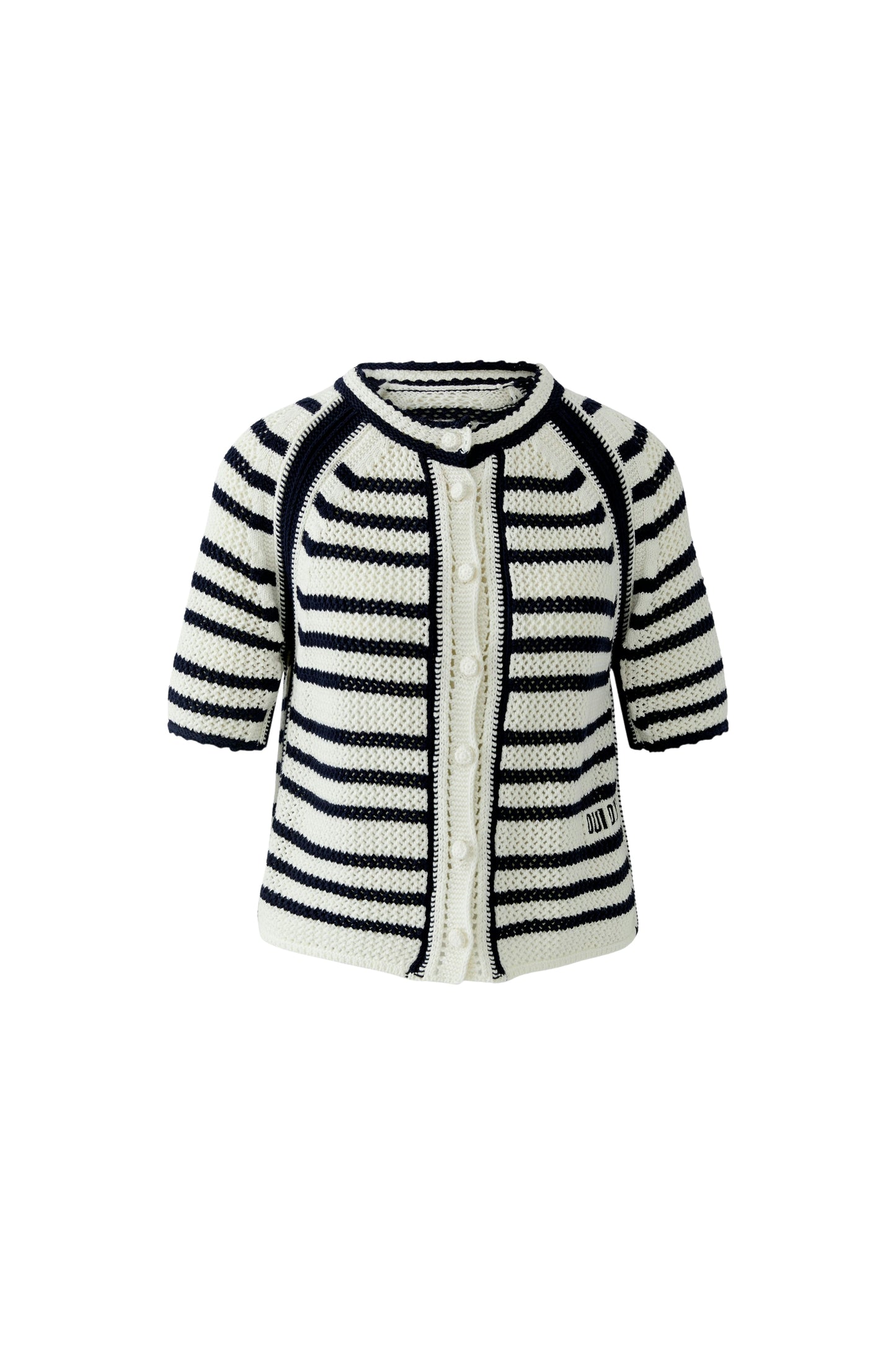 Oui Striped Cardigan White/Blue 97489
