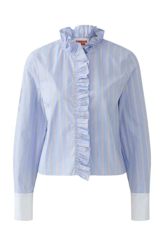 Oui Light Blue Rose Red Blouse 96070