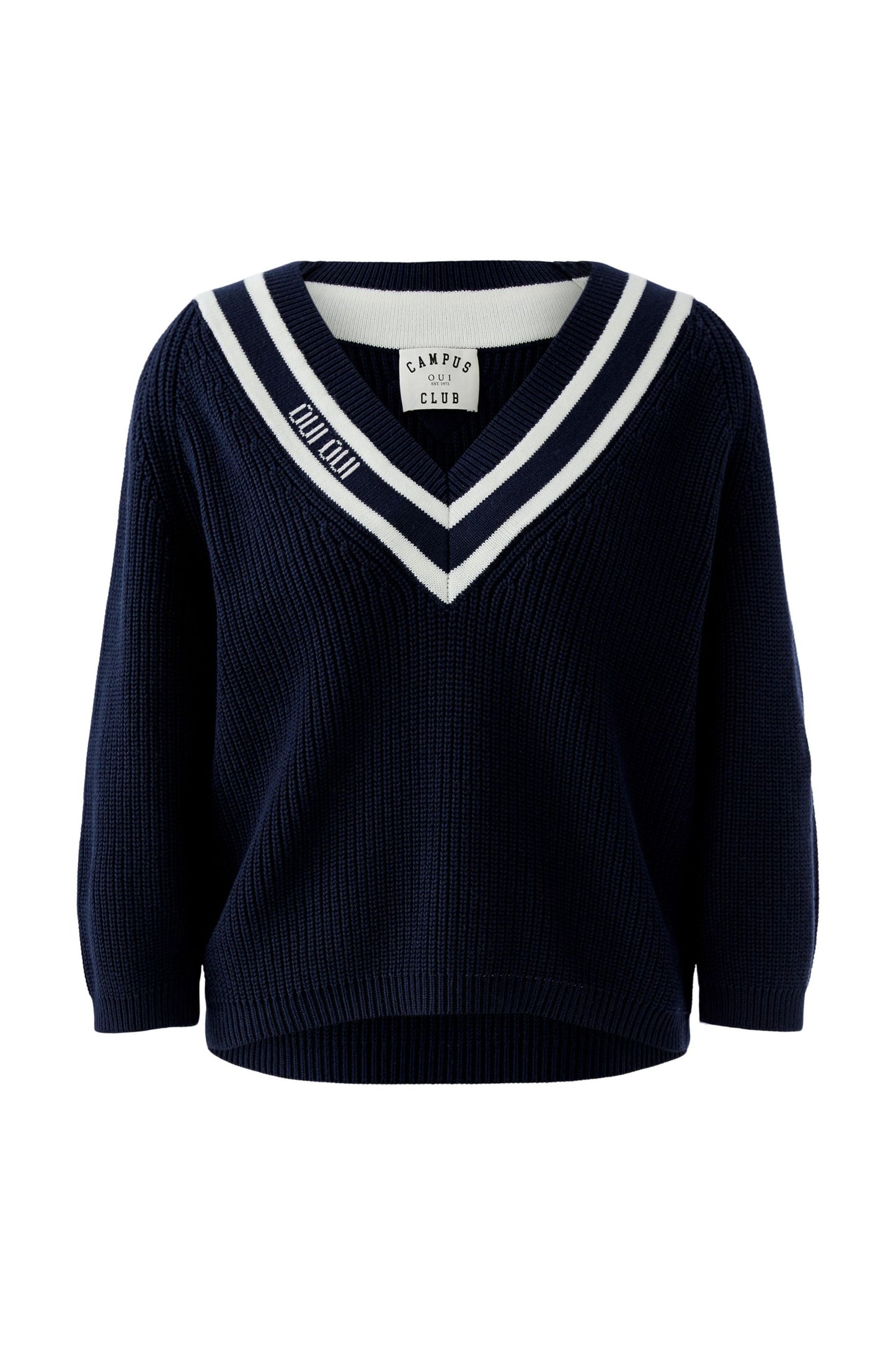 Oui Dark Blue White Pullover 96499