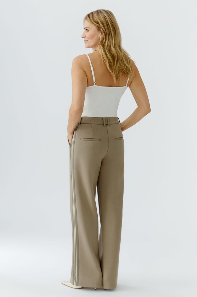 Oui Khaki White Trousers 95953