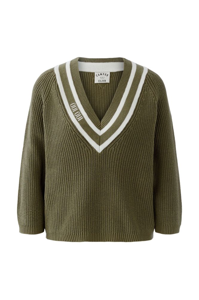 Oui Khaki White Pullover 96499