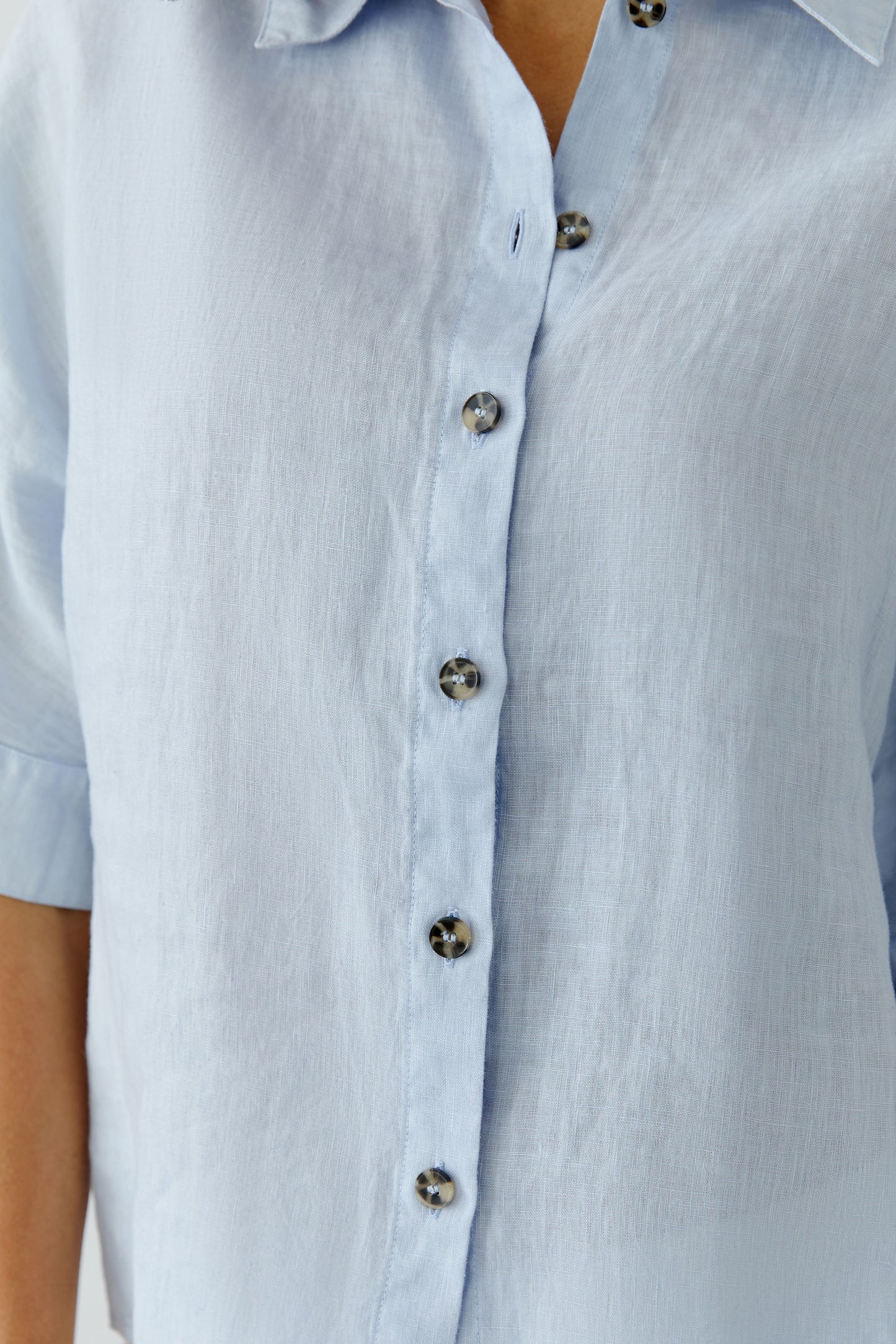 Oui Kentucky Blue Linen Blouse 97229