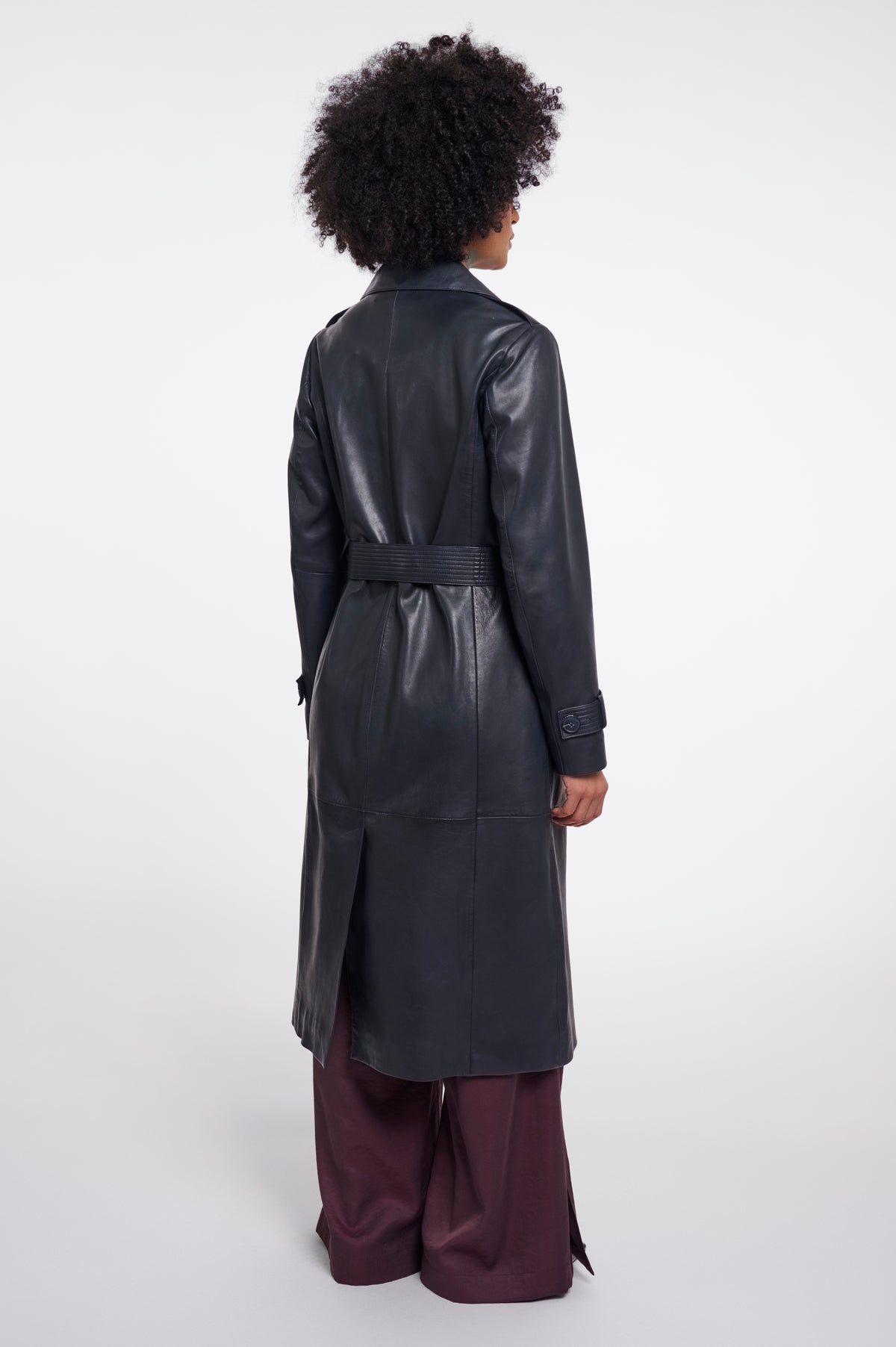 Rino & Pelle Nolan Leather Trenchcoat-Dark Navy