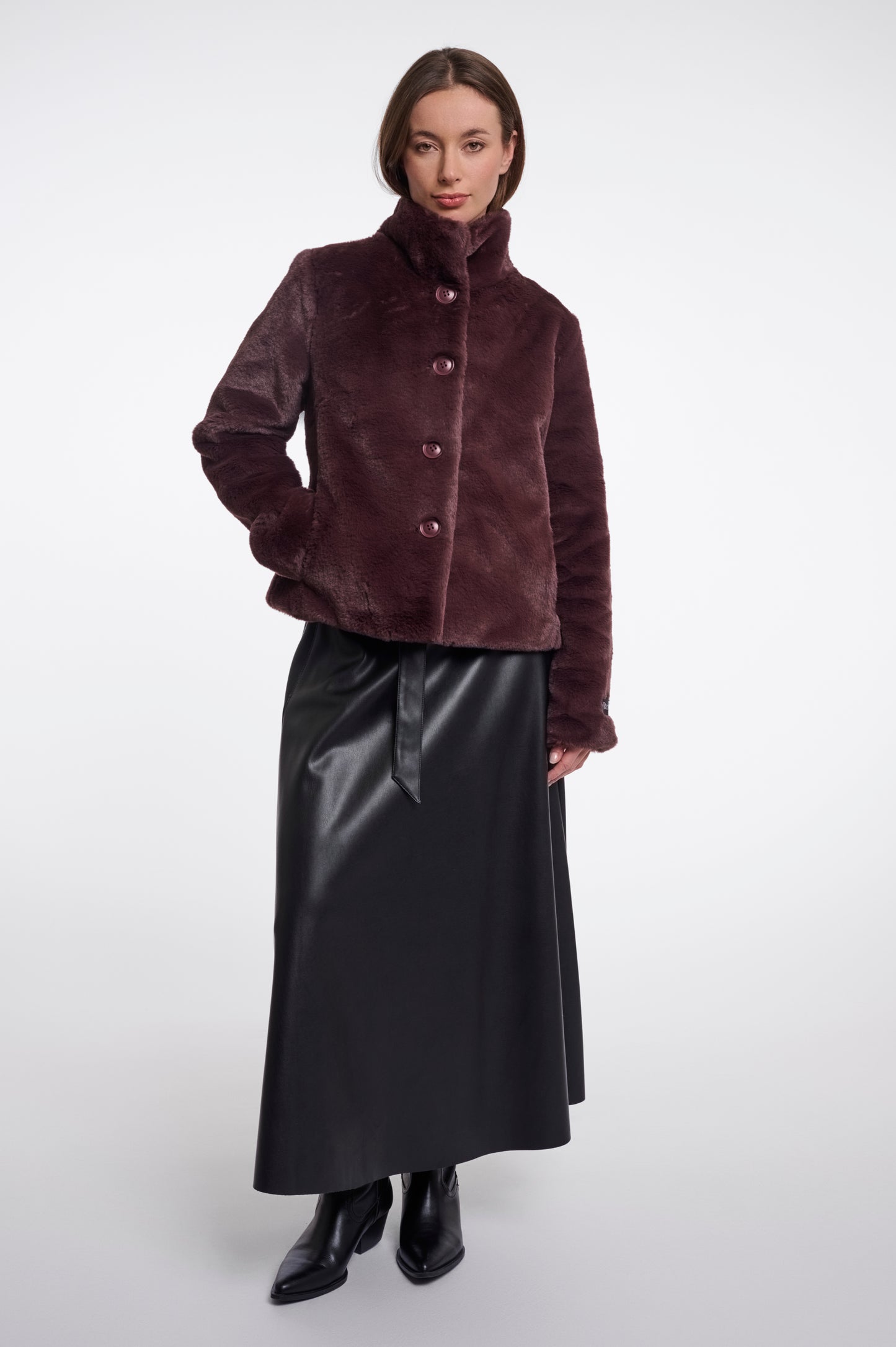 Rino & Pelle Vie Faux Fur Jacket Chocolate Bean