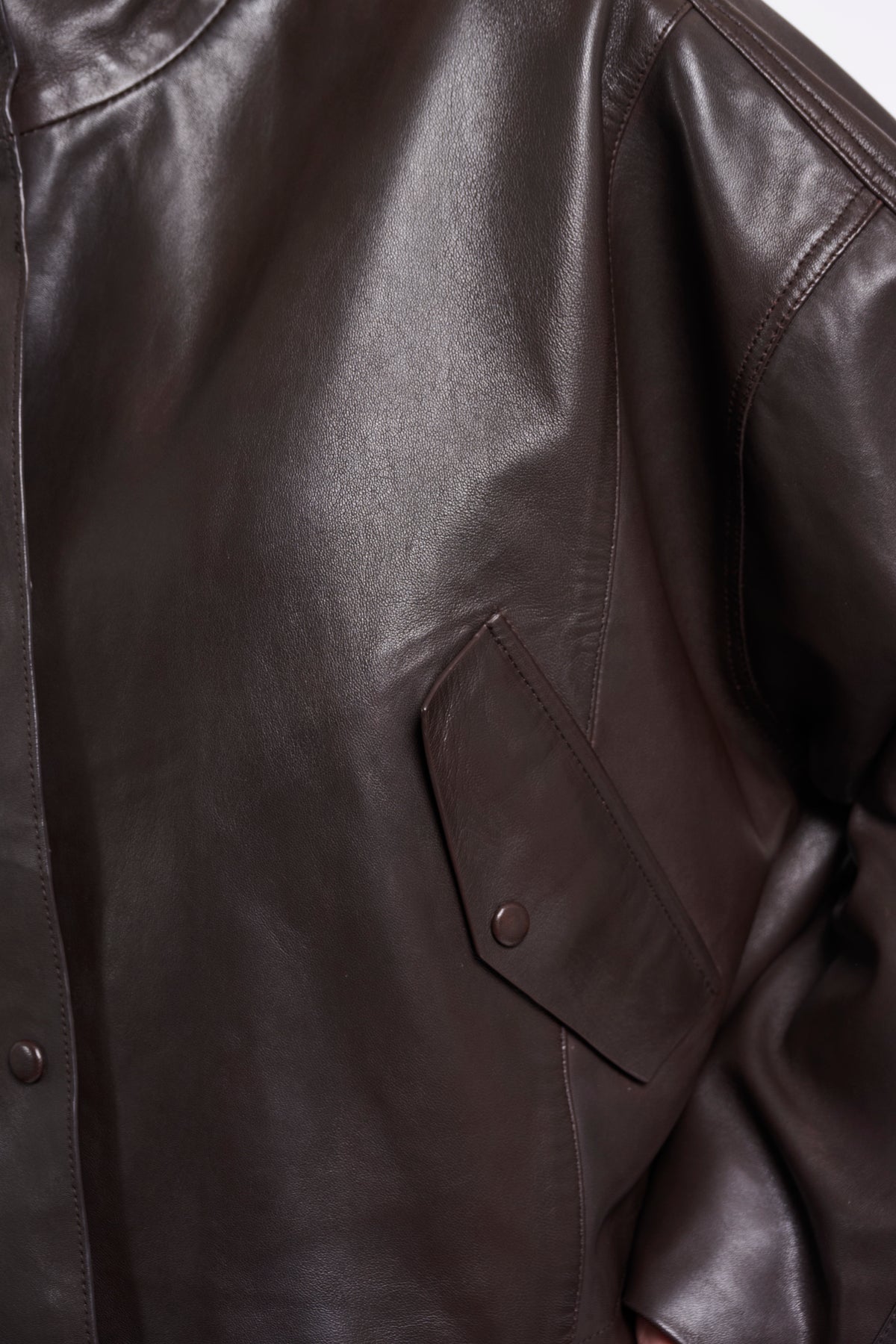 Rino & Pelle Tala Boxy Leather Jacket-Coffee Roast