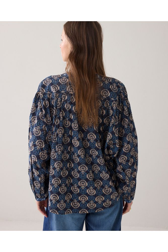 Summum Blouse Blue Blockprint