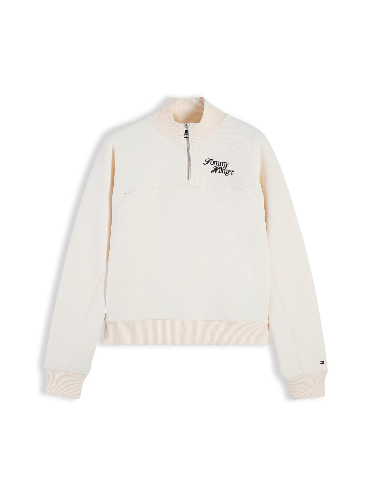 Tommy Hilfiger Logo Quarter Zip Cream