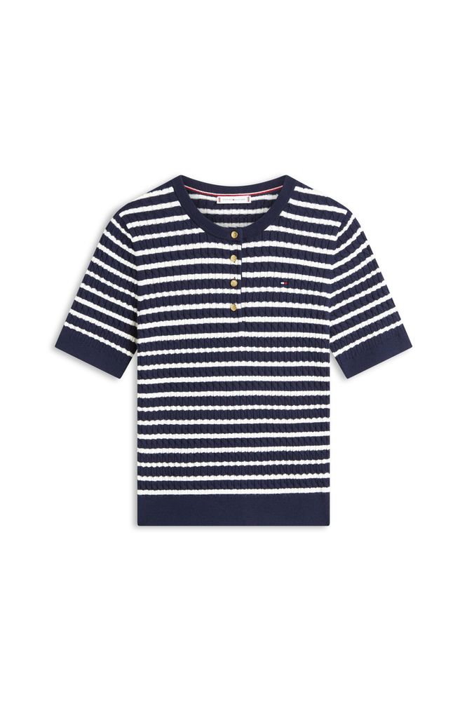 Tommy Hilfiger Henley Fine Cable Top Navy